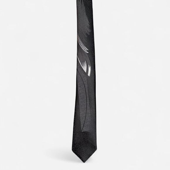 Black Brushed Design 2.5 Inch Skinny Neck Tie - Picture 1 of 6